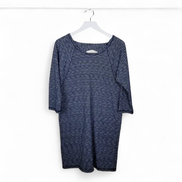 T by Talbots Striped Knit Dress Navy & White Sheath - Size Small - Picture 1 of 8